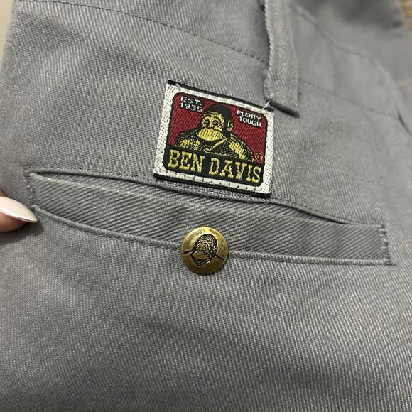 Original Ben Davis Twill Work Pants Wide Leg Fits 29x29 Gray C640 Cut Distressed - Picture 8 of 9